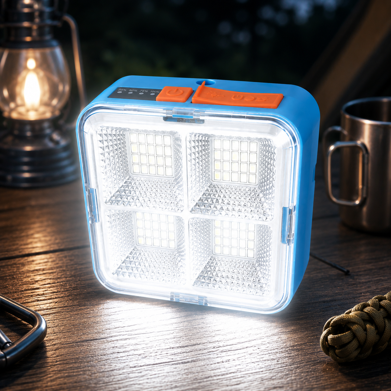 Solar Rechargeable LED Camping Light with Power Bank & Magnetic Mount