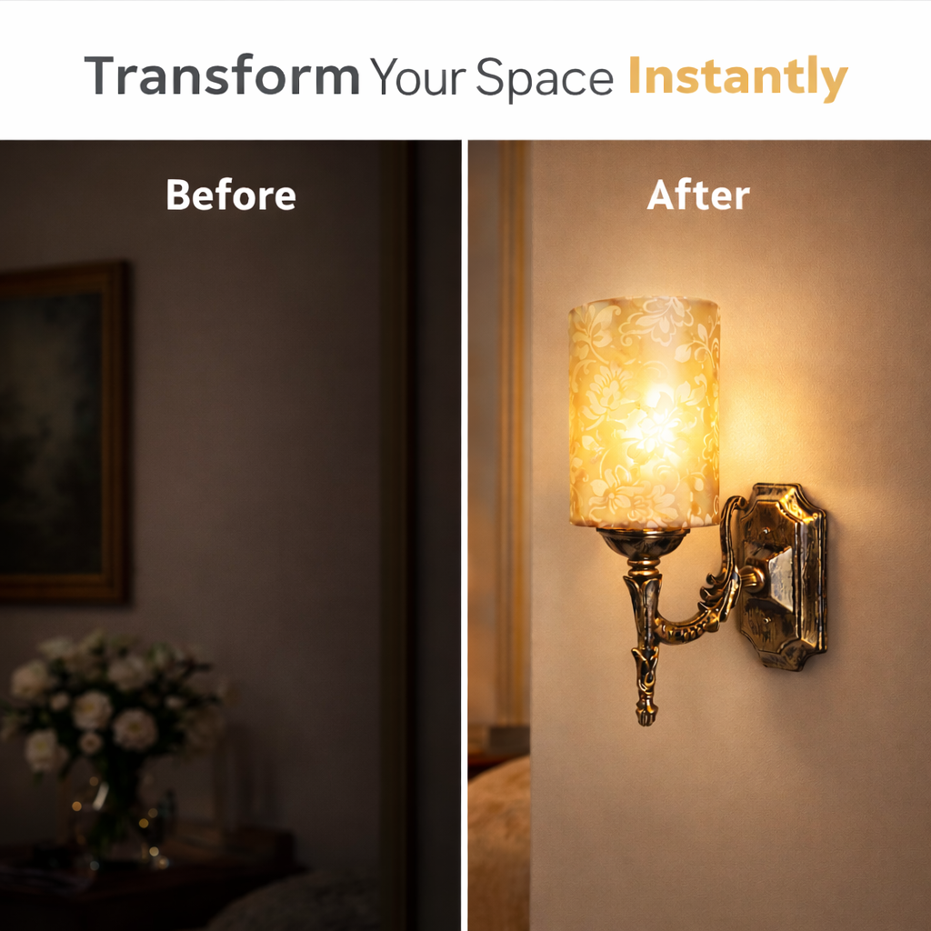 decorative wall light installed beside bed warm glow ambiance