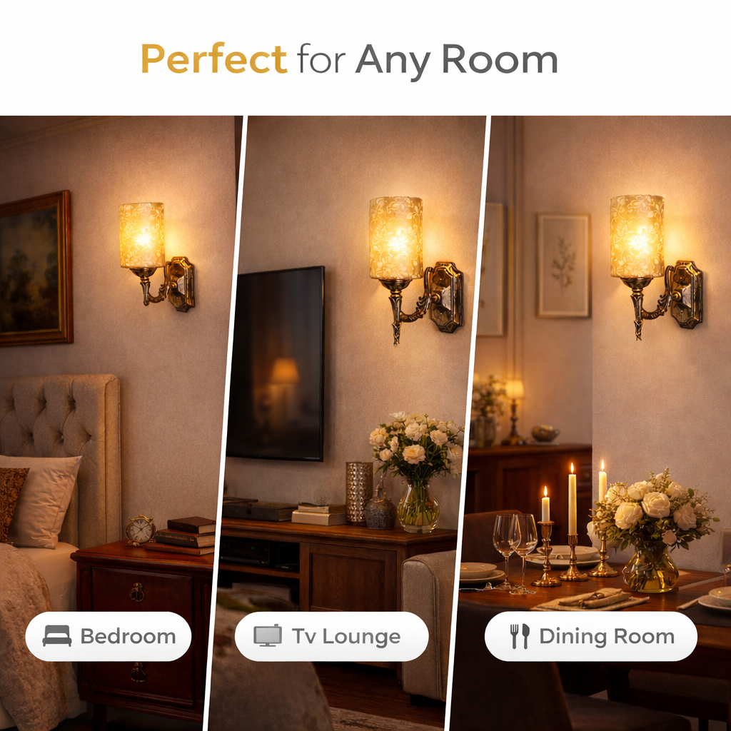 antique gold wall mounted lamp bedroom interior decor lighting