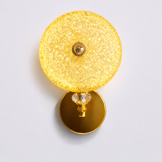 Modern gold crystal bubble wall sconce light for bedroom décor.