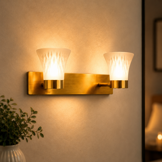 Gold Wall Light Brass Finish Bathroom & Vanity Elegant Glow