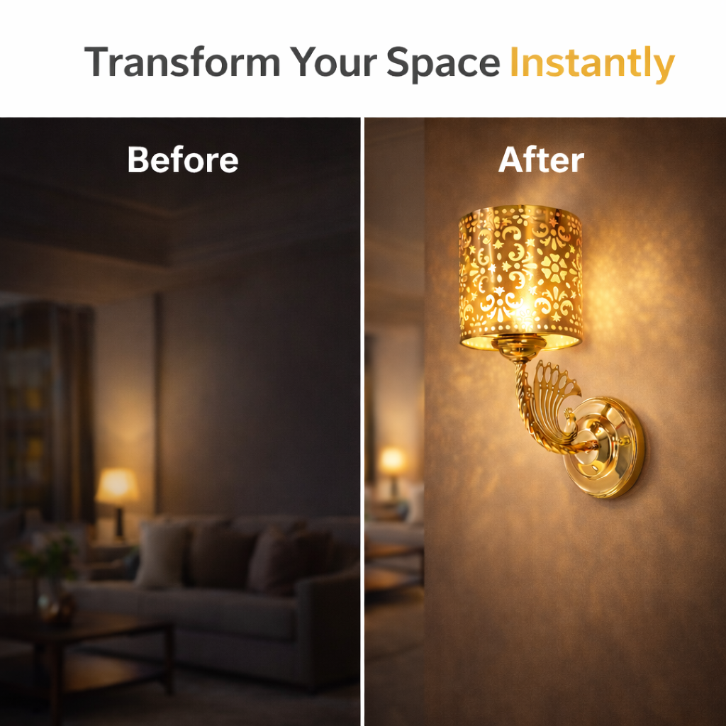 luxury gold wall light fixture for bedroom interior design