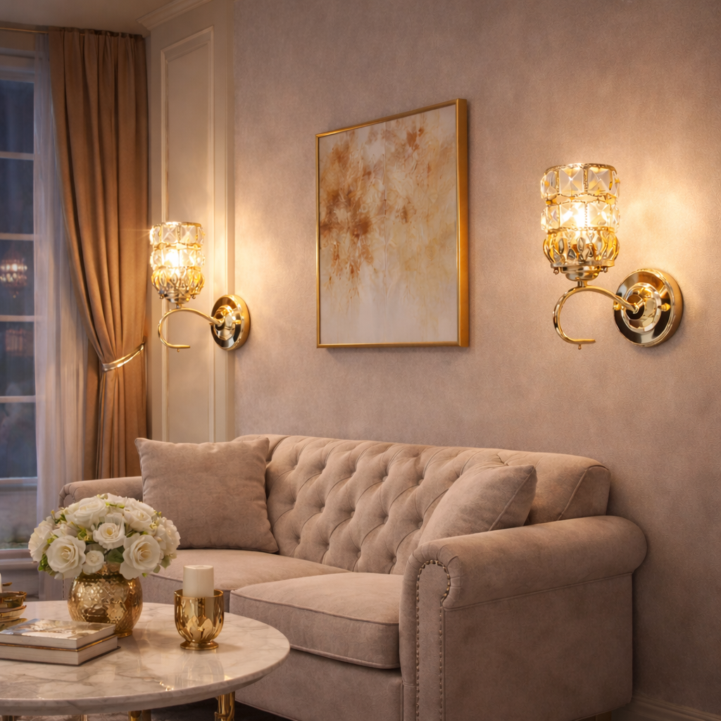 luxury indoor wall light golden finish bedroom decorative lighting setup