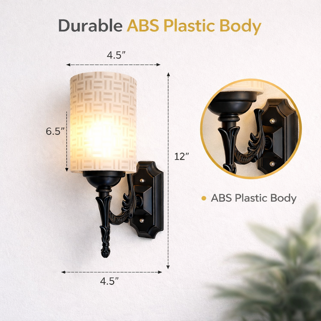 Black wall mounted sconce with cylindrical textured lampshade