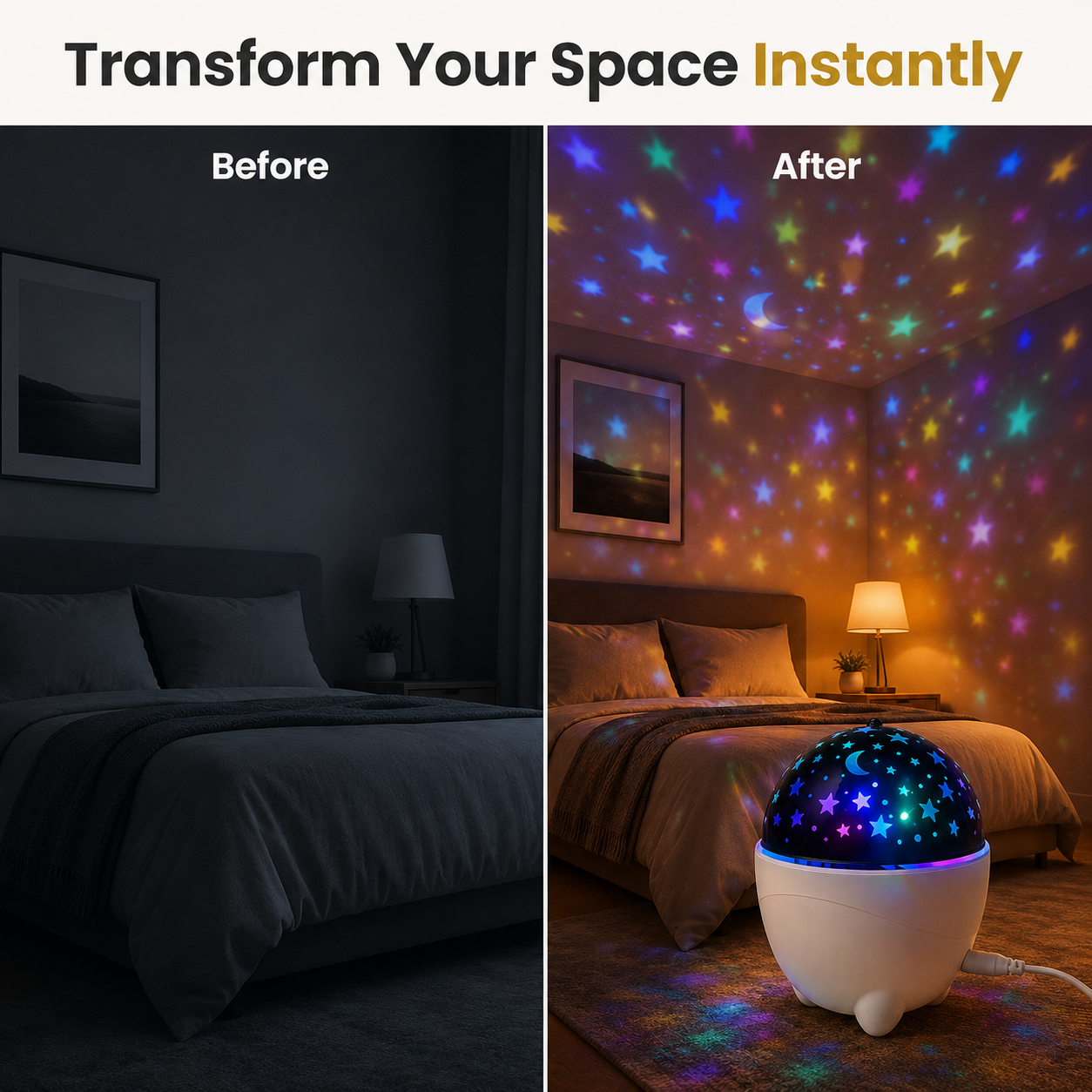 Kids Star Projector Light – USB Galaxy Lamp for Calm Sleep