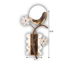 Decorative gold LED wall sconce with 3-color lighting feature