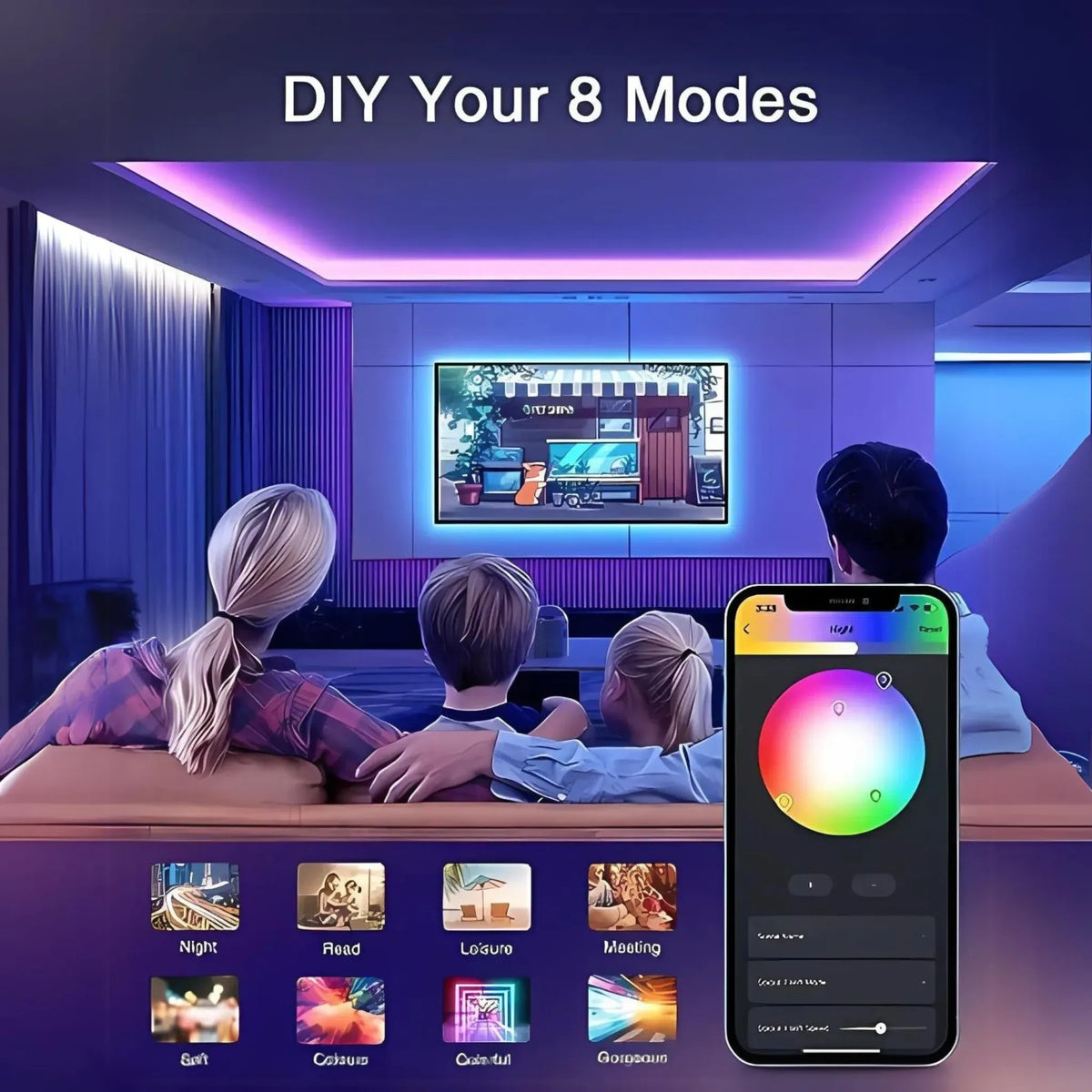 Smart RGB waterproof LED strip light with dual rolls and remote