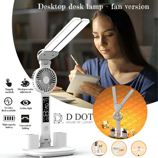 Double Head Foldable LED Desk Lamp with Smart Display - Adjustable and Modern Lighting Solution