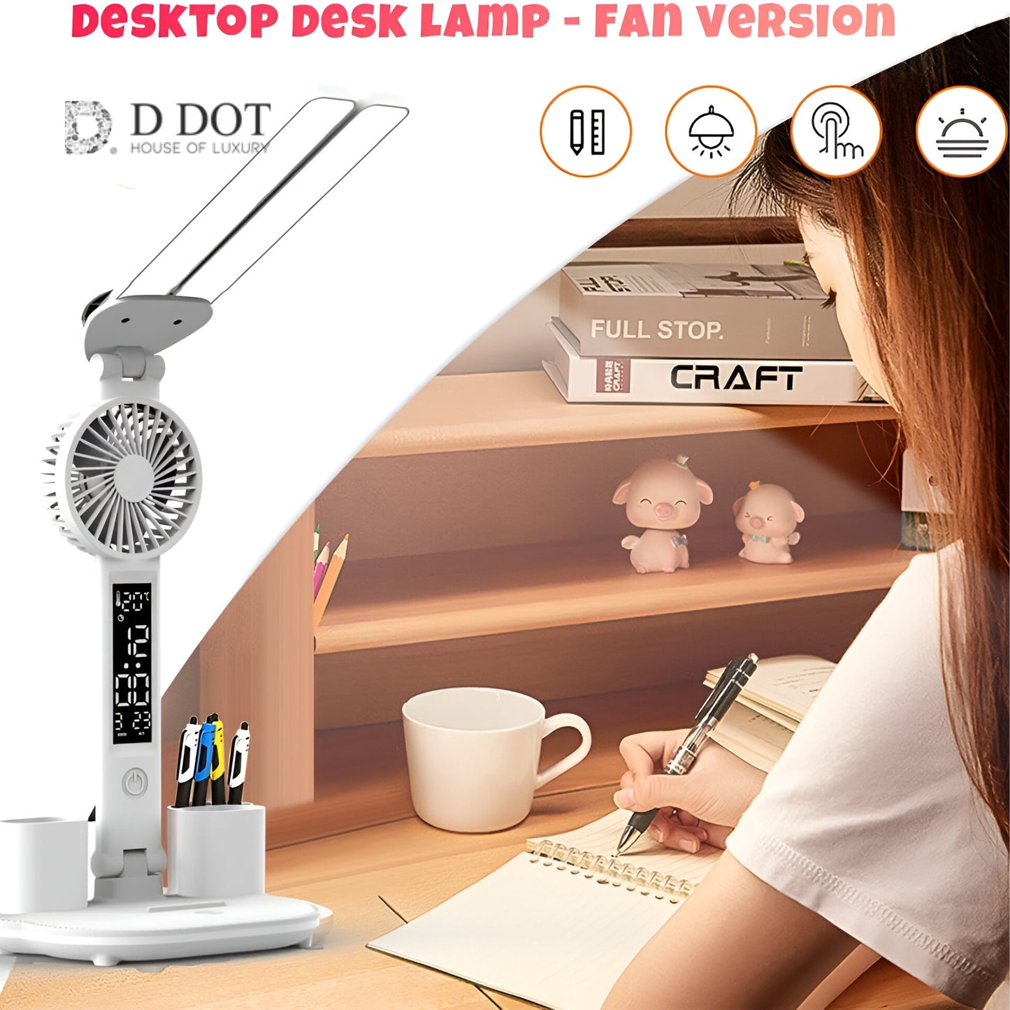 "Double Head Foldable LED Desk Lamp with Smart LED Display - Adjustable and Modern"