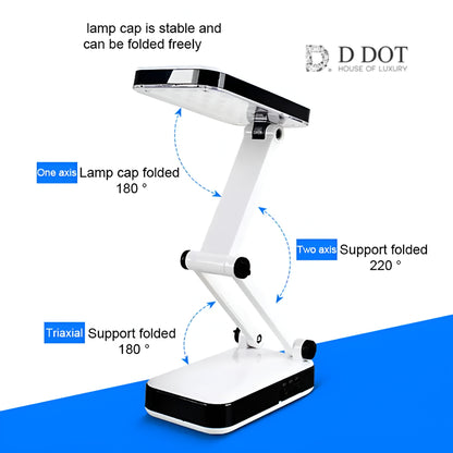 "Portable White Foldable Desk Lamp 2 in 1 - Compact and Versatile Lighting Solution"