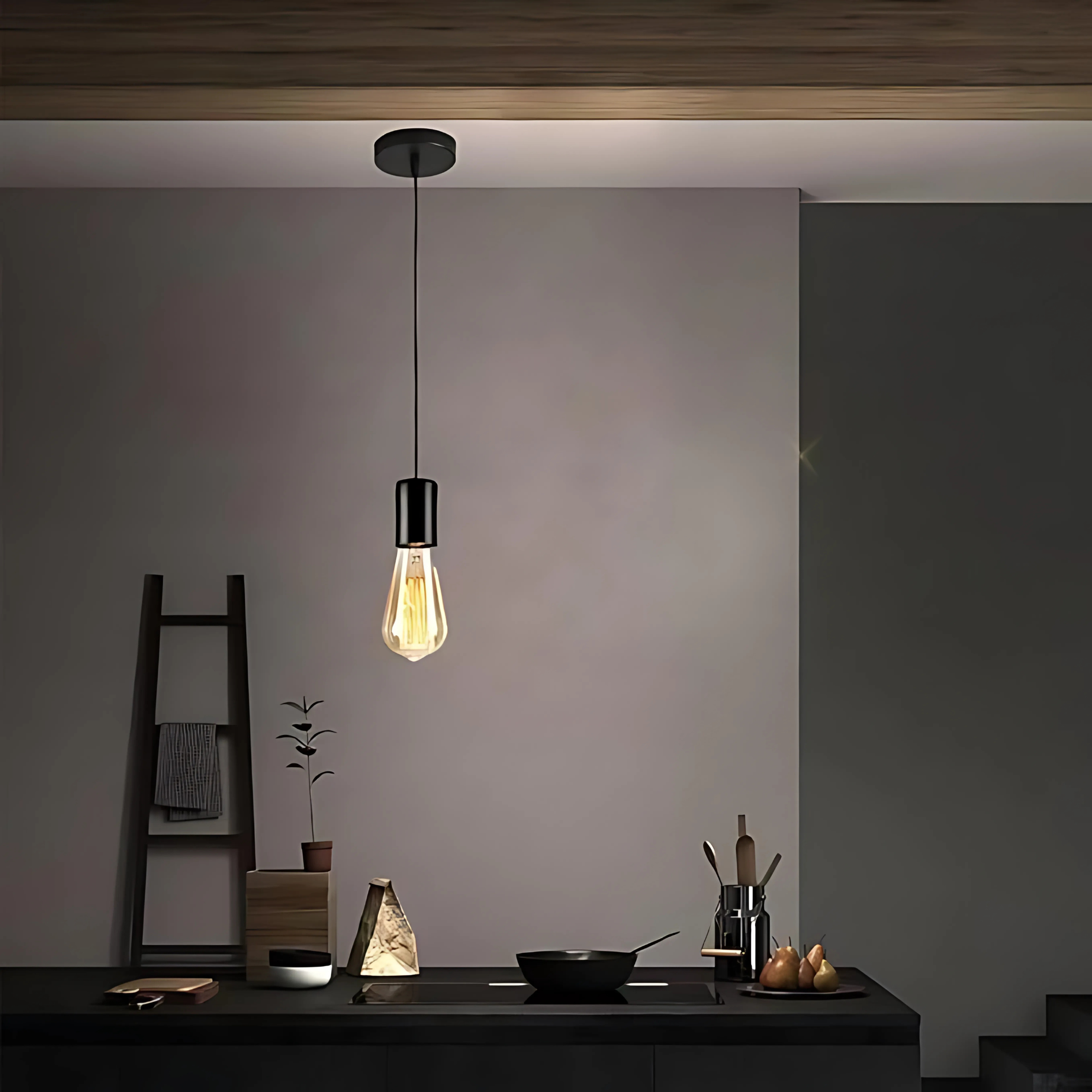Lamp Holder E27 Black, Pendant Lights Accessories Adjustable Cable 1 m Metal Ceiling Light