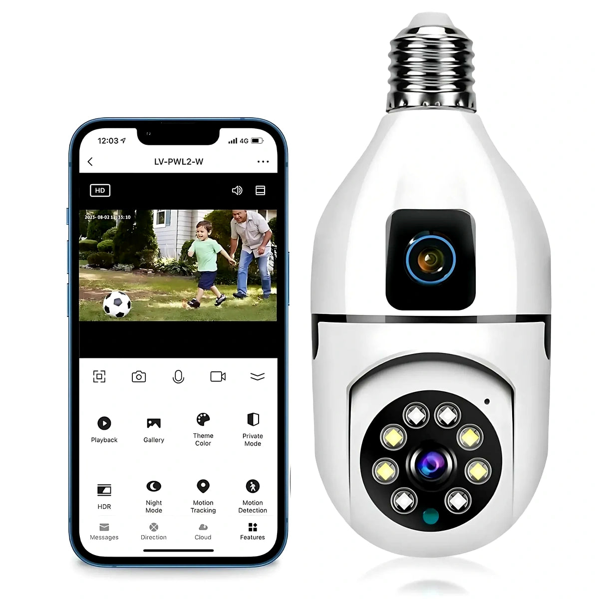 Smart dual-lens WiFi PTZ indoor camera with remote app control