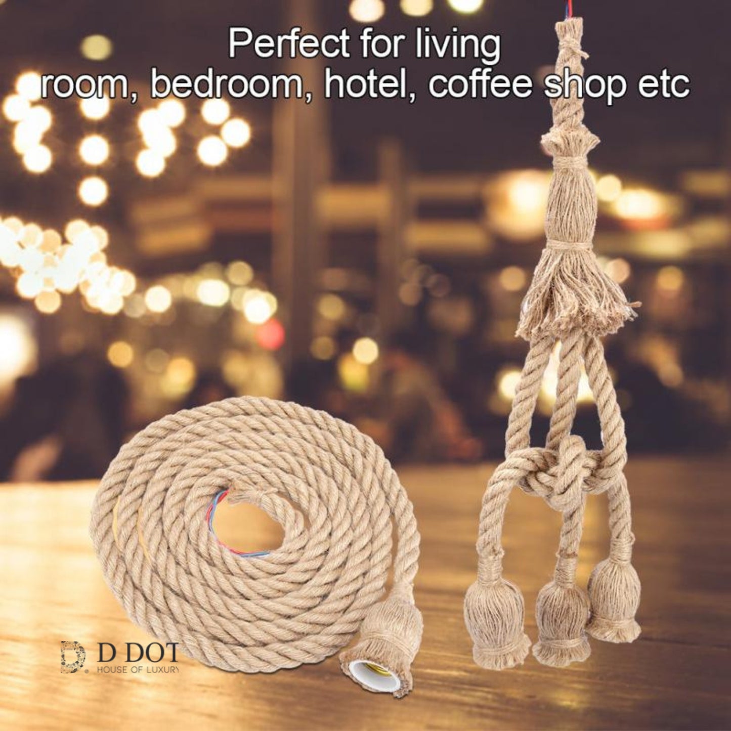 "Rope Electric Wire Lamp Holder Cord - Vintage Style Pendant Lighting Fixture"